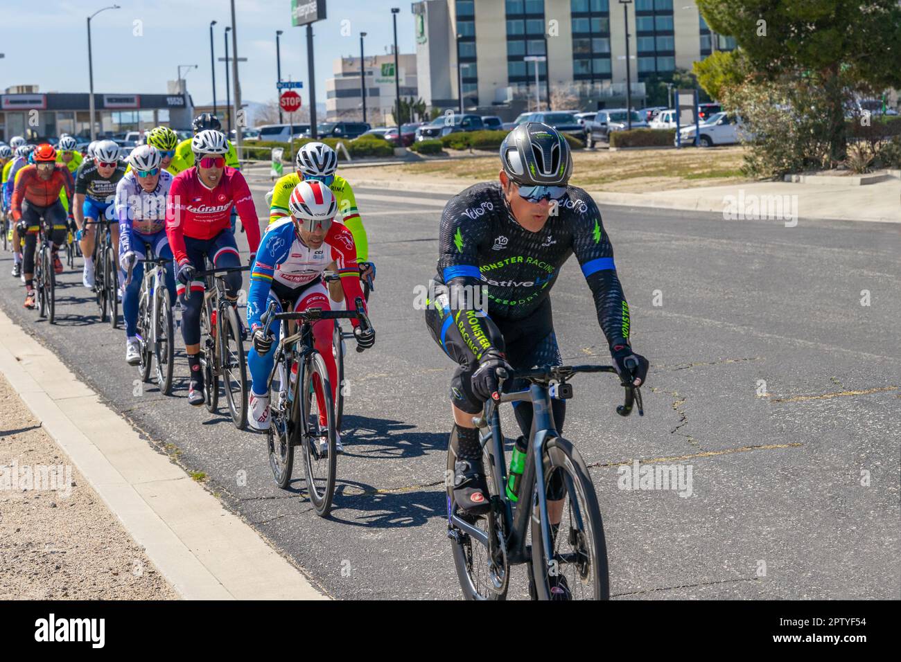 Victorville, CA, USA March 26, 2023 Group of men’s in a cycling road