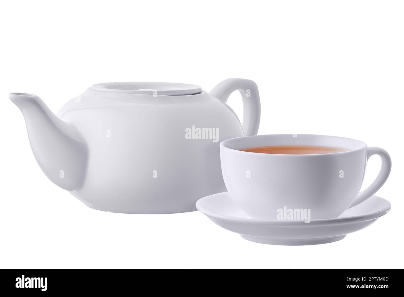 Ceramic tea set isolated on white background Stock Photo - Alamy