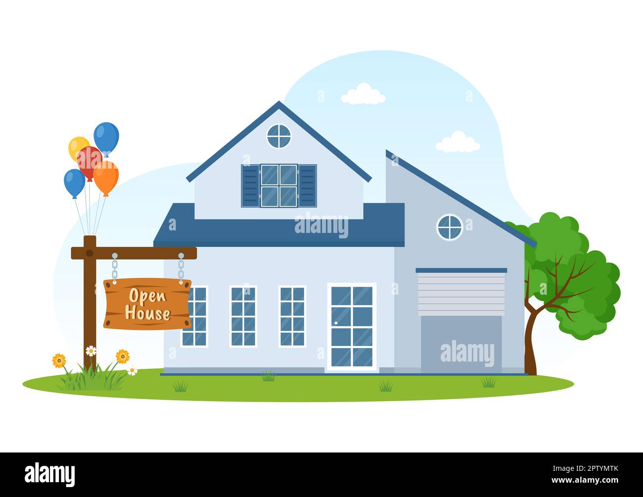 Open House for Inspection Property Welcome to Your New Home Real Estate  Service in Flat Cartoon Hand Drawn Templates Illustration Stock Photo -  Alamy