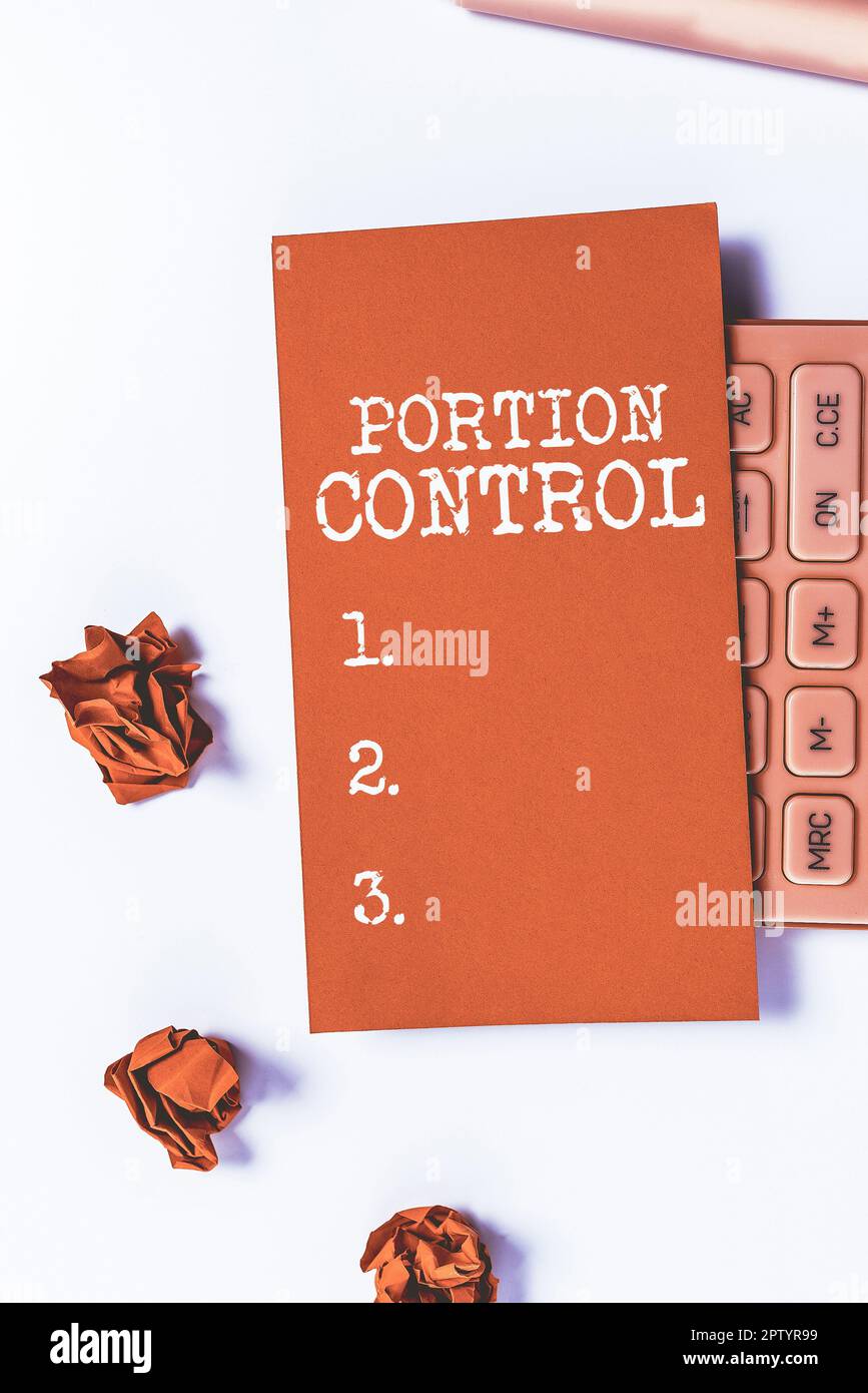 Handwriting text Portion Control, Concept meaning knowing the correct