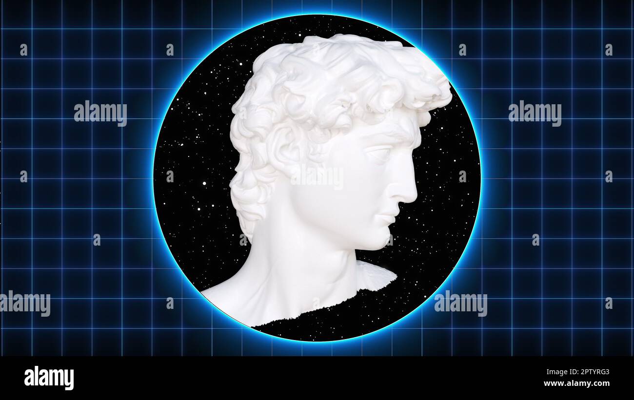 David head with neon. Computer generated 3d render Stock Photo - Alamy