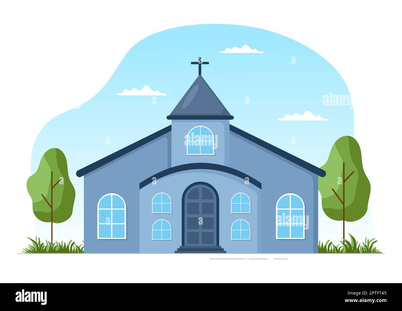 Icelandic Church Flat Vector Illustration. Old Chapel, Wooden