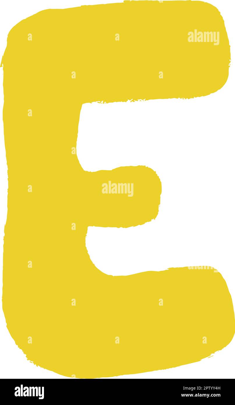 Alphabet E letter Hand Drawn illustration element for kids kindergarten ...