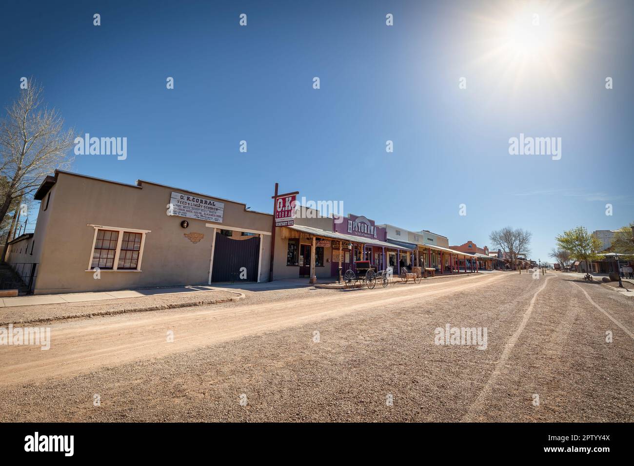 The O.K. Corral on Allen Street, site of the famous Gunfight at the O.K. Corral, in the old west town of Tombstone, Arizona. Stock Photo