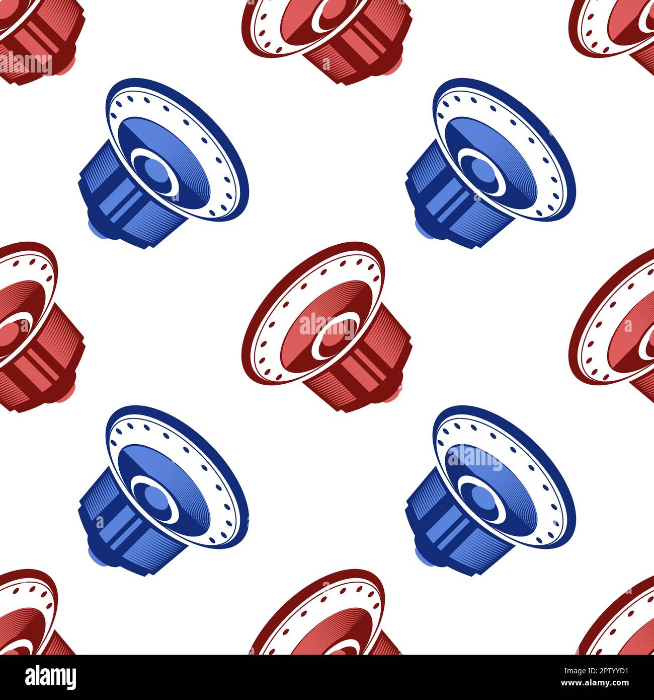 Musical Subwoofer Icon Seamless Pattern Isolated on White Background. Stock Vector