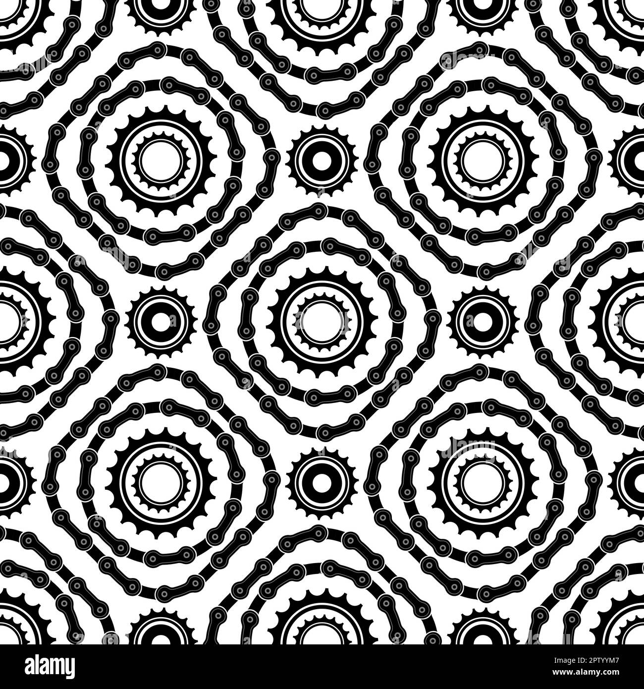 Different Bicycle Chain Frames Seamless Pattern Isolated on White Background. Stock Vector