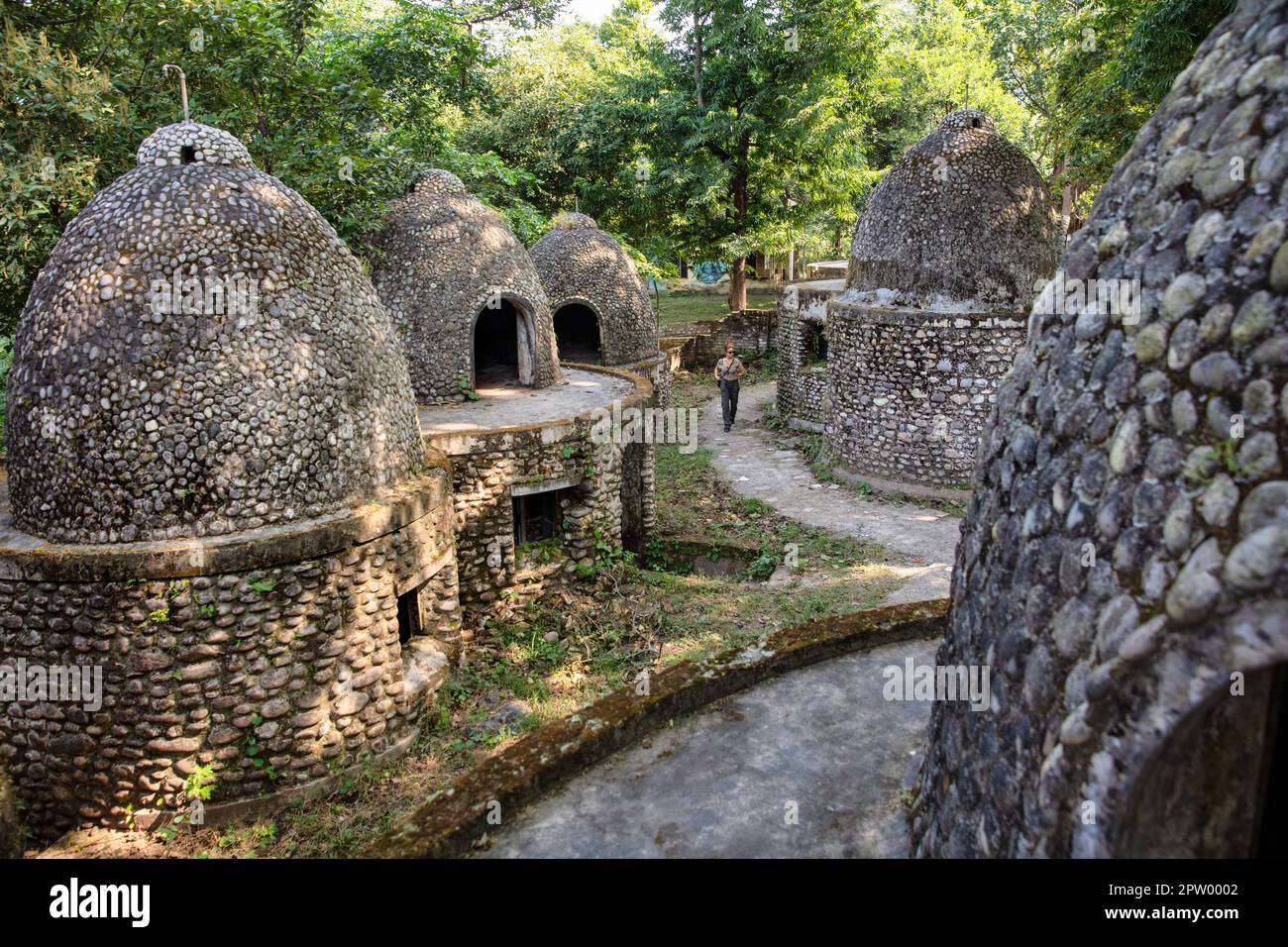 India, Uttarakhand, Rishikesh, Abandoned Maharishi Mahesh Yogi Ashram (Beatles Ashram). Now belonging to Rajaji National Park, tiger reserve. Stock Photo