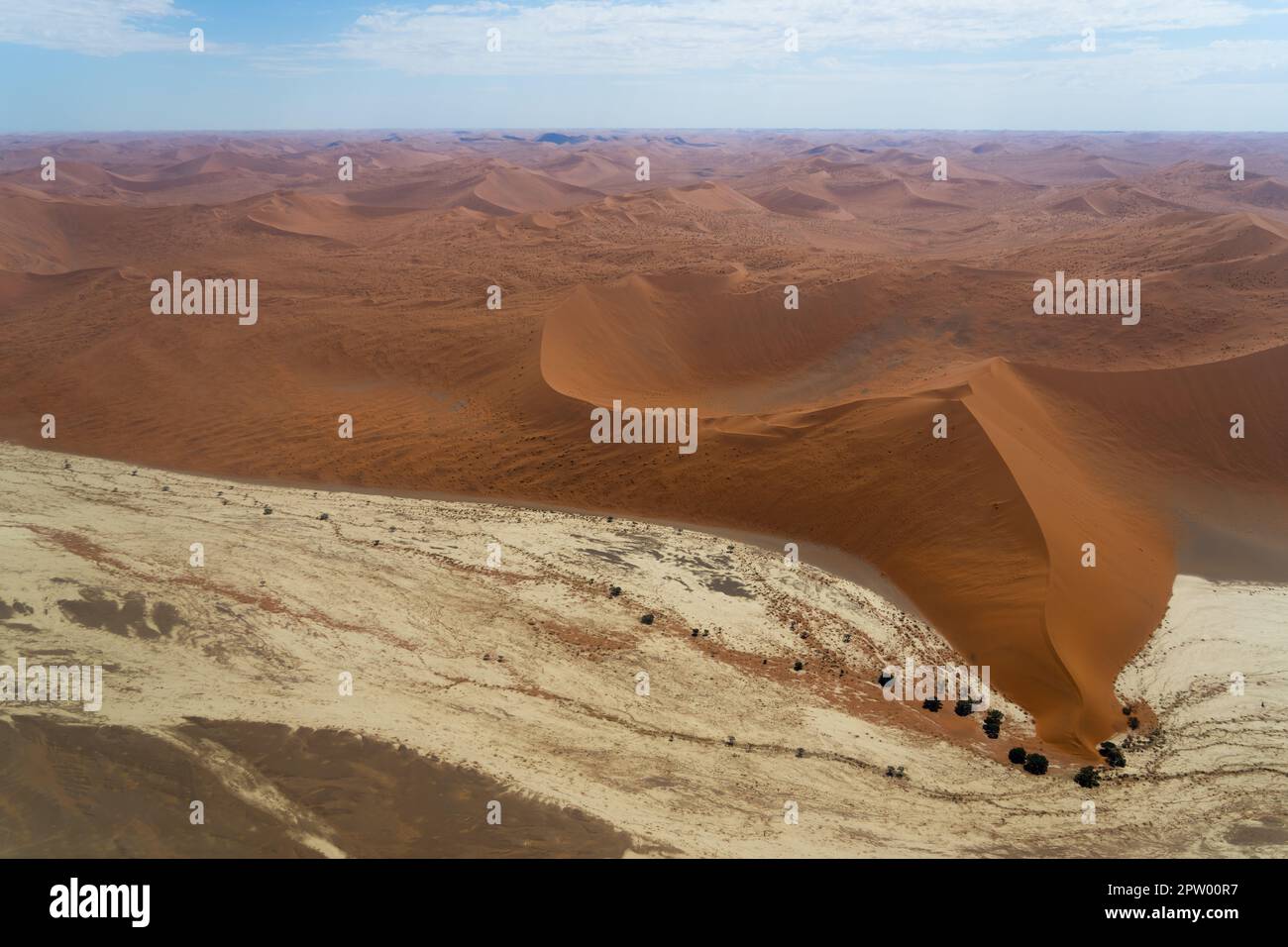 Aerial photograph of the dunes in Namibia Stock Photo