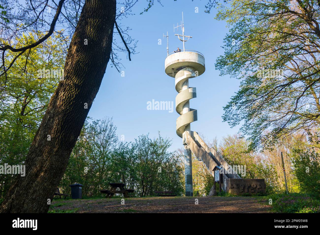 Tulbing: hill Tulbingerkogel, observation tower Leopold-Figl-Warte in Wienerwald, Vienna Woods, Niederösterreich, Lower Austria, Austria Stock Photo
