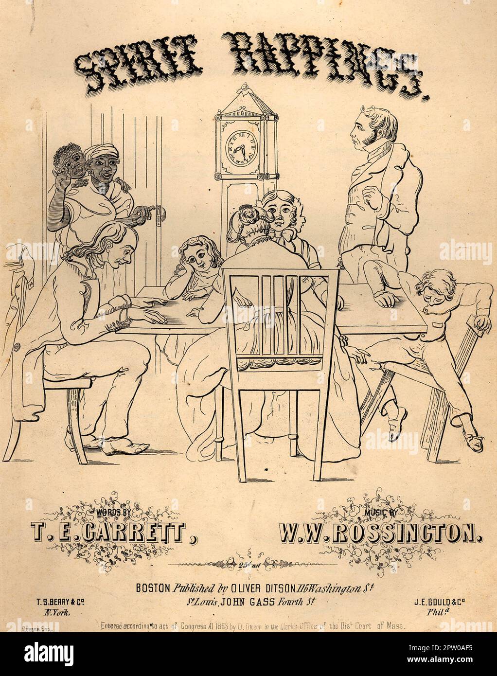 SPIRIT RAPPINGS  Sheet music cover for an American piano and voice song published in 1853 Stock Photo