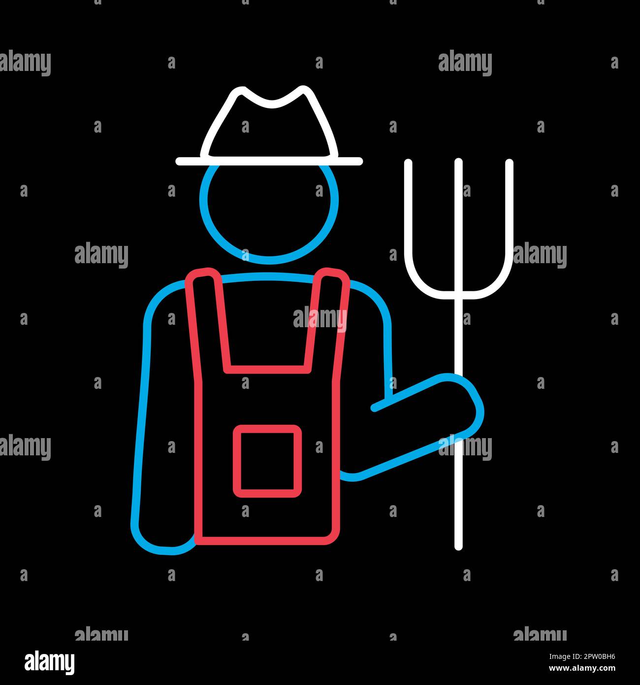 Farmer holding pitchfork vector icon Stock Vector Image & Art - Alamy