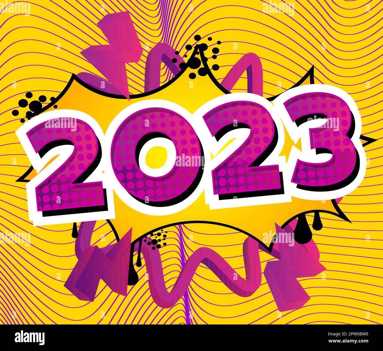 2023. Number written with Children's font Stock Vector