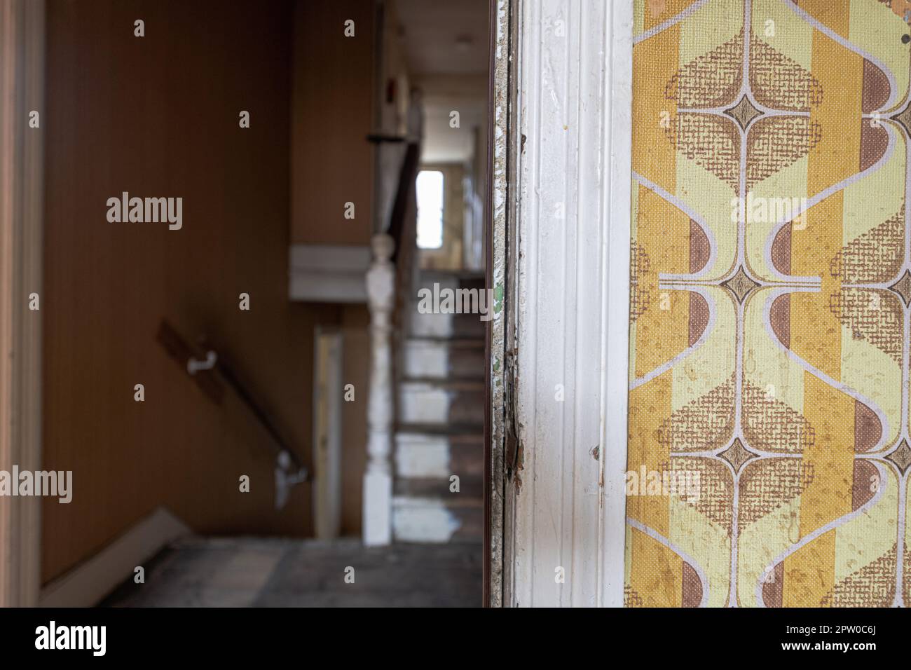 Interior Photo of the landing in an Unmodernised Victorian House in South London. Stock Photo
