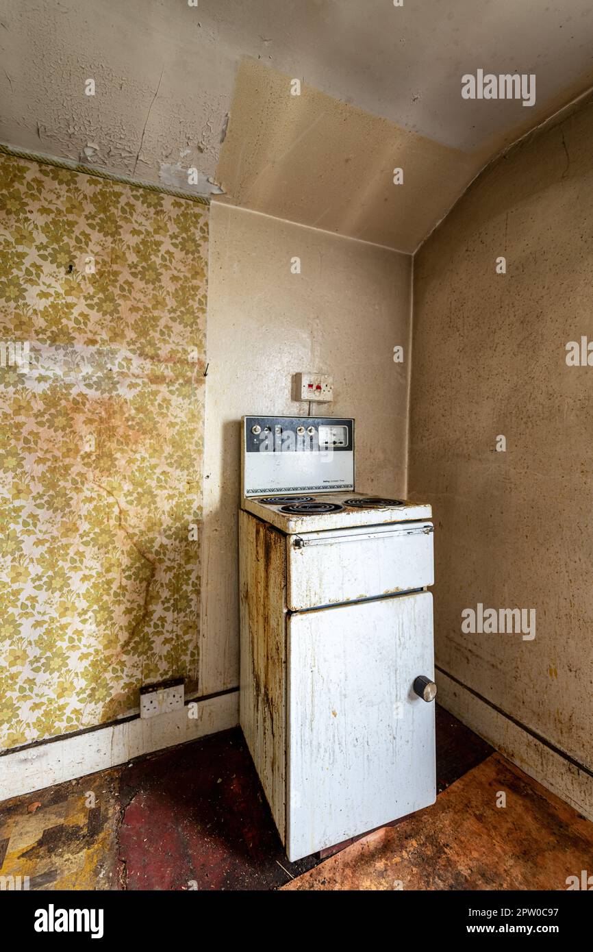 Interior Photo of an old kitchen in an old unmodernised house in South London. Stock Photo