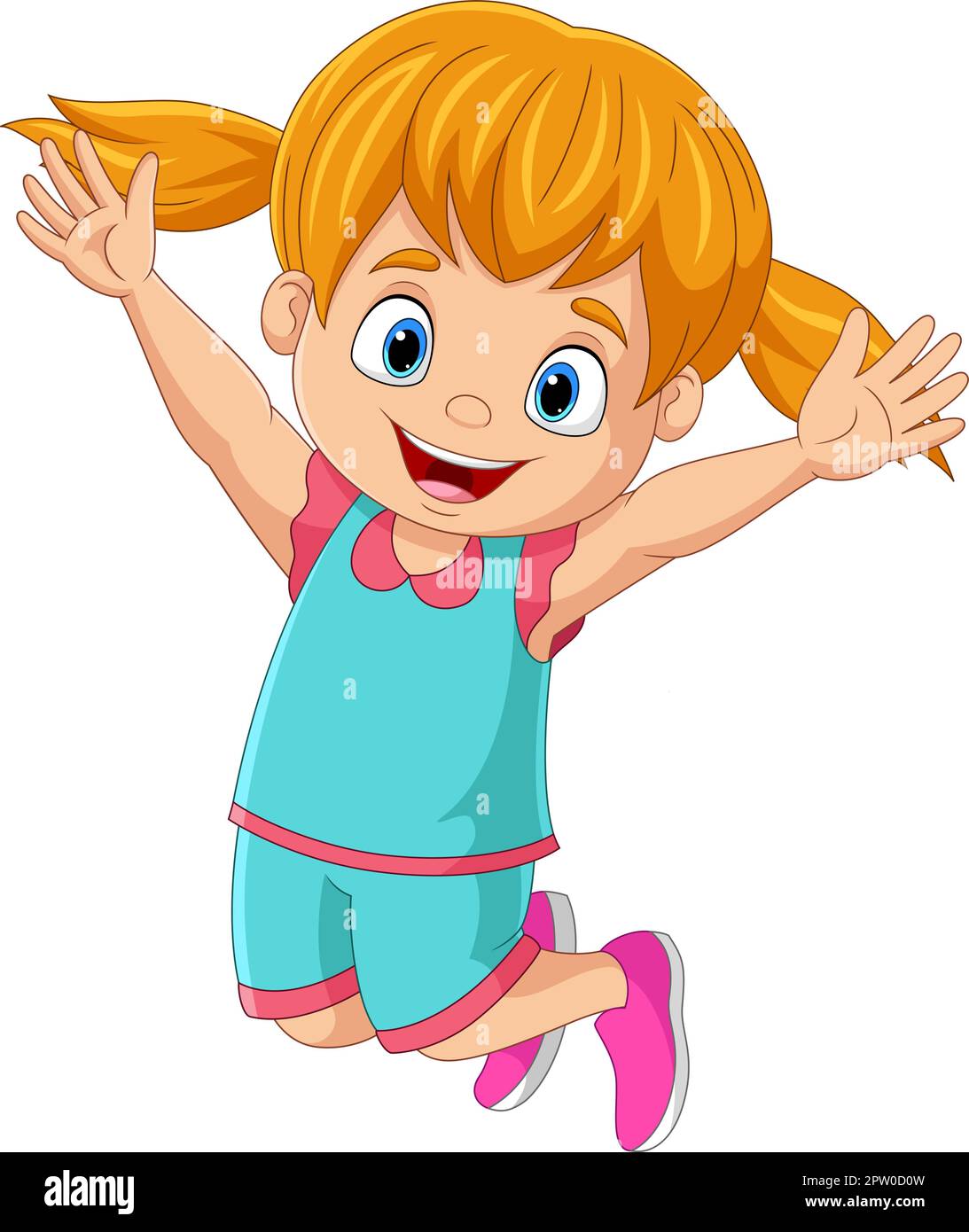 Cartoon happy little girl jumping Stock Vector Image & Art - Alamy