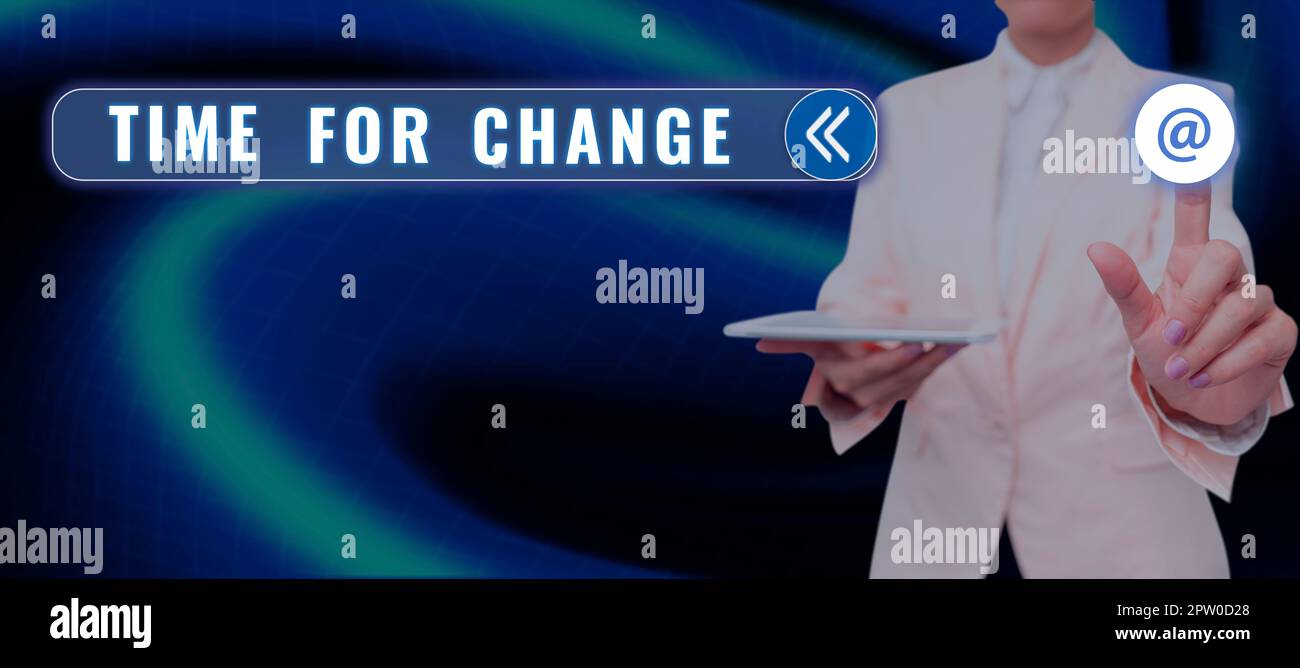 Text showing inspiration Time For Change, Business showcase Transition Grow Improve Transform Develop Stock Photo