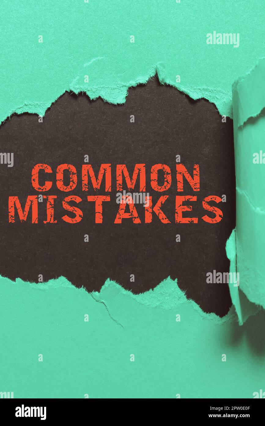 Sign displaying Common Mistakes, Business showcase actions that are