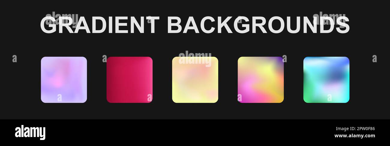 Set of 5 different gradient texture backgrounds - Vector illustration ...