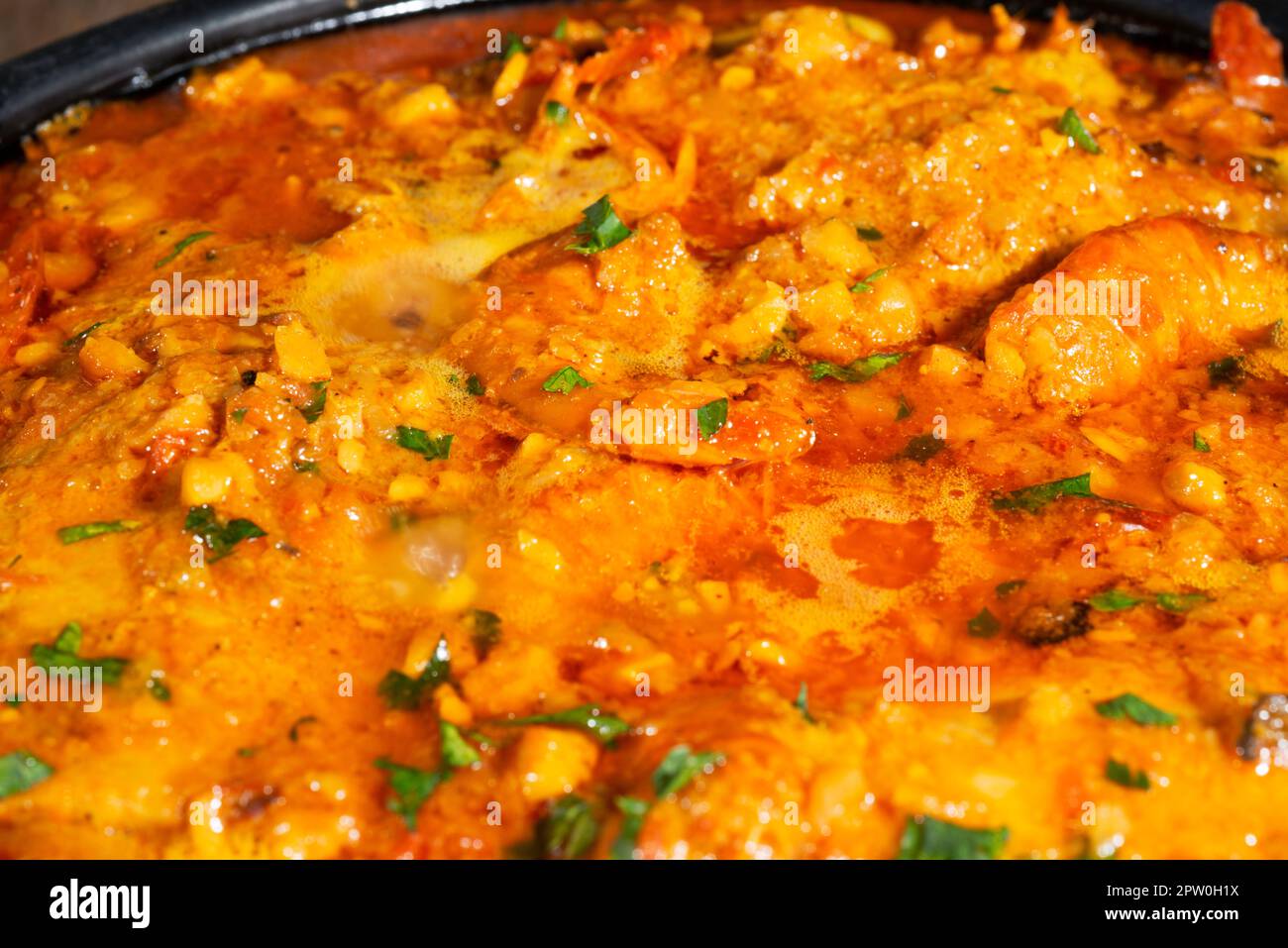 Brazilian local food, chicken stew with dried shrimps, typical food of