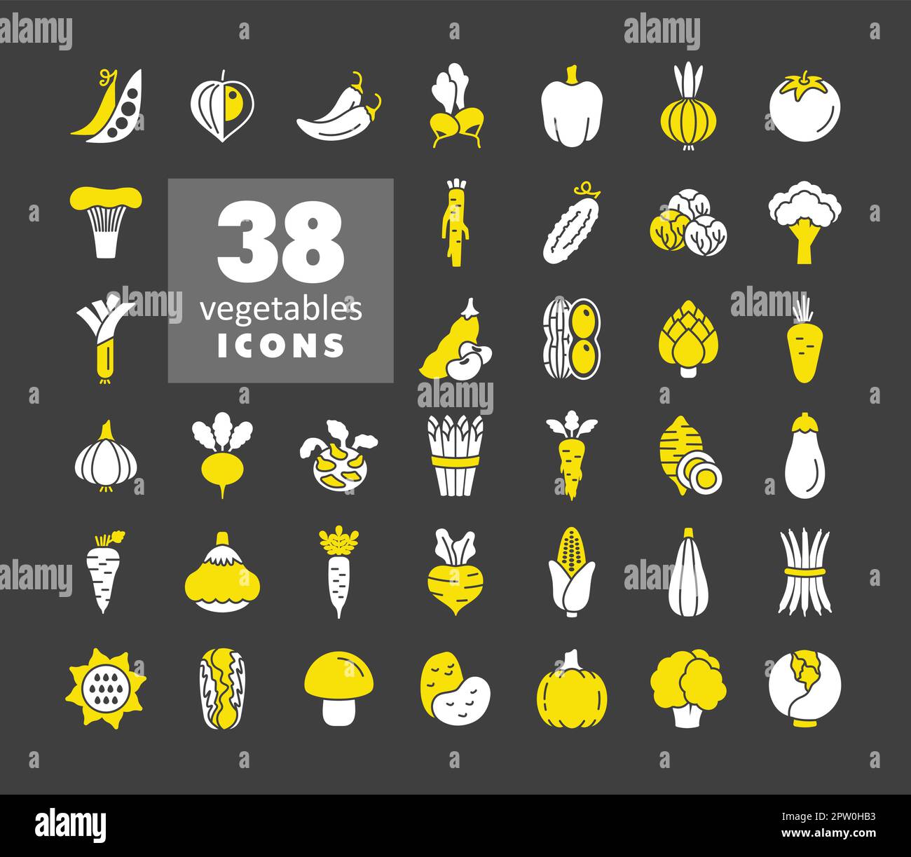 Vegetables outline isolated vector glyph icons set Stock Vector