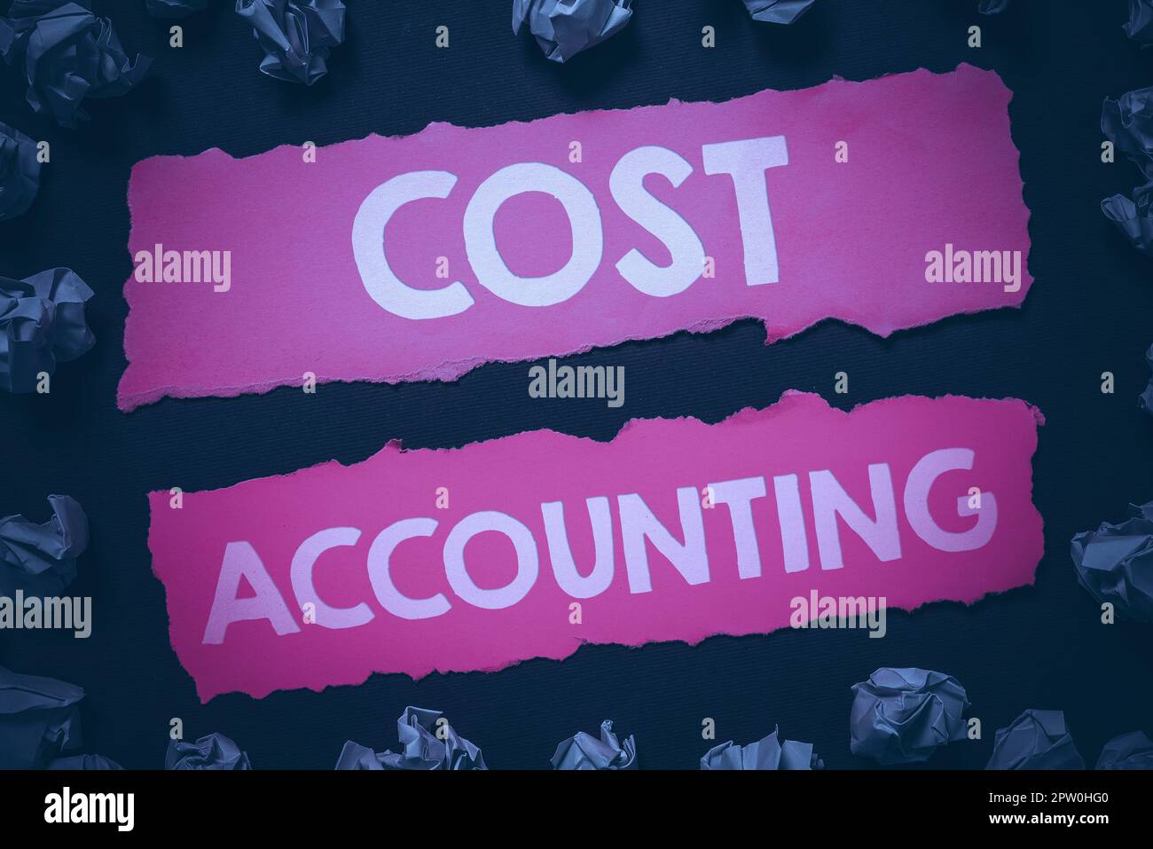 Conceptual display Cost Accounting, Business showcase the recording of