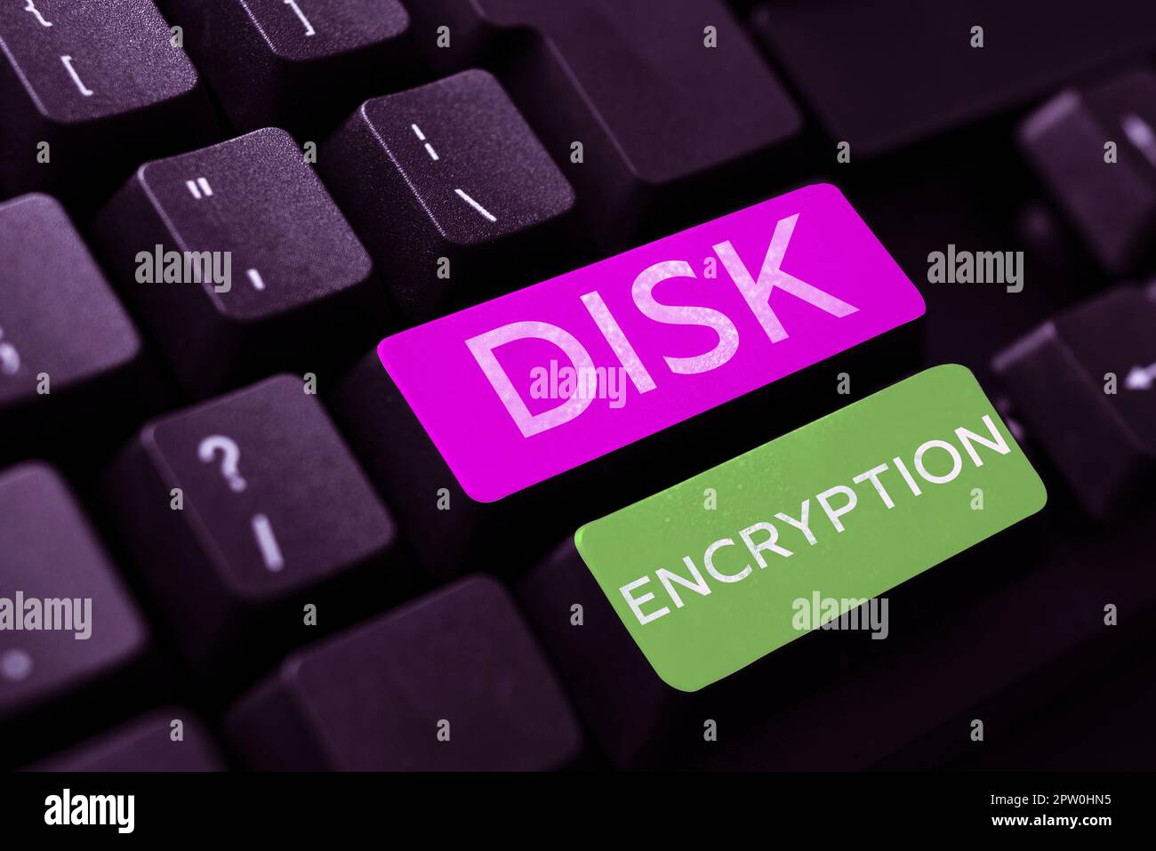 Text caption presenting Disk Encryption, Word Written on the security