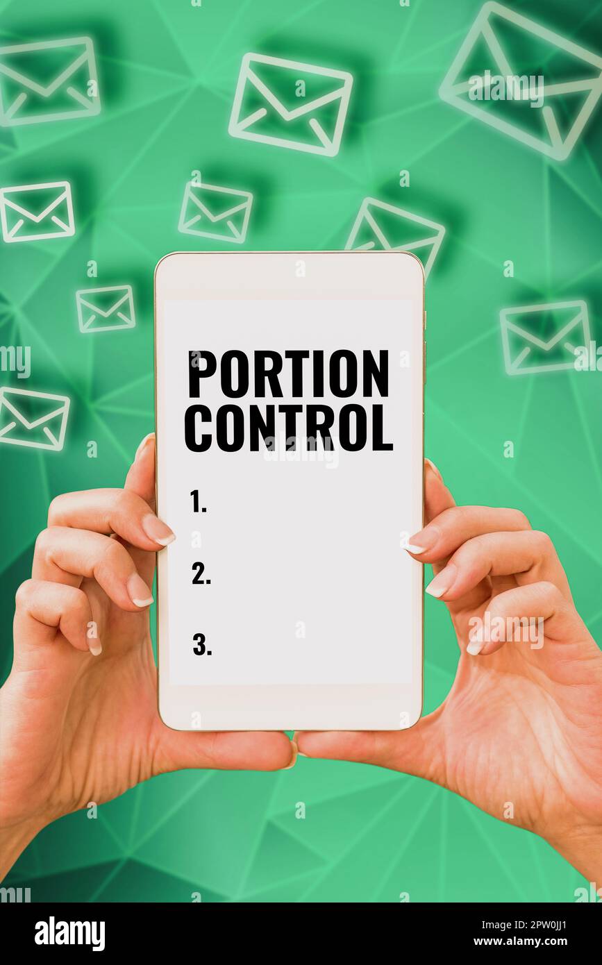 Conceptual display Portion Control, Business approach knowing the