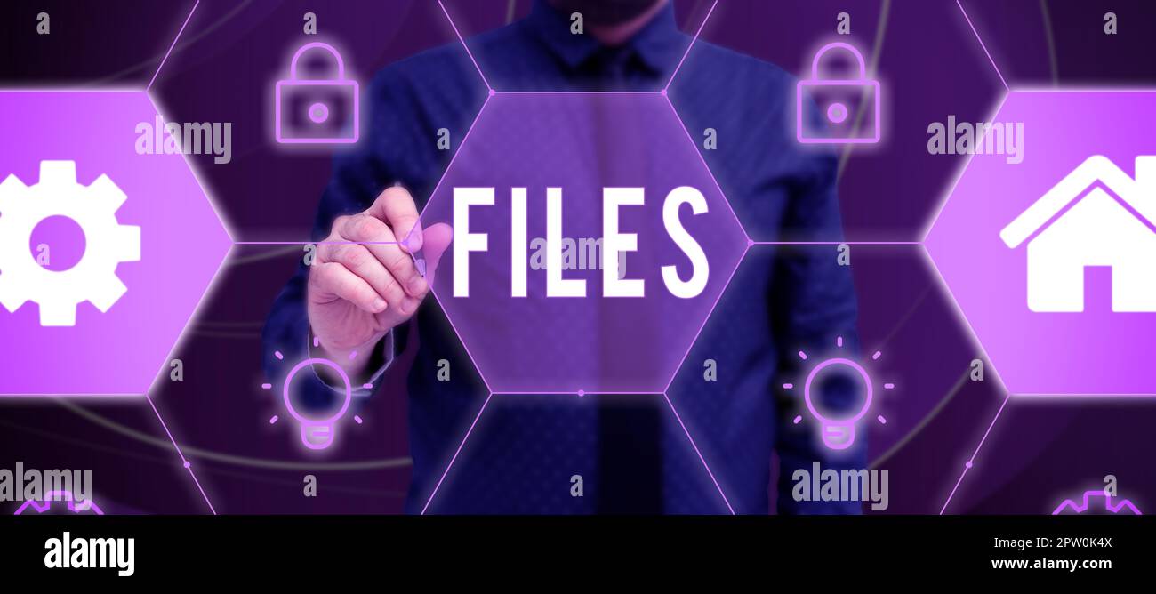 Text caption presenting Files, Concept meaning Folder box for holding