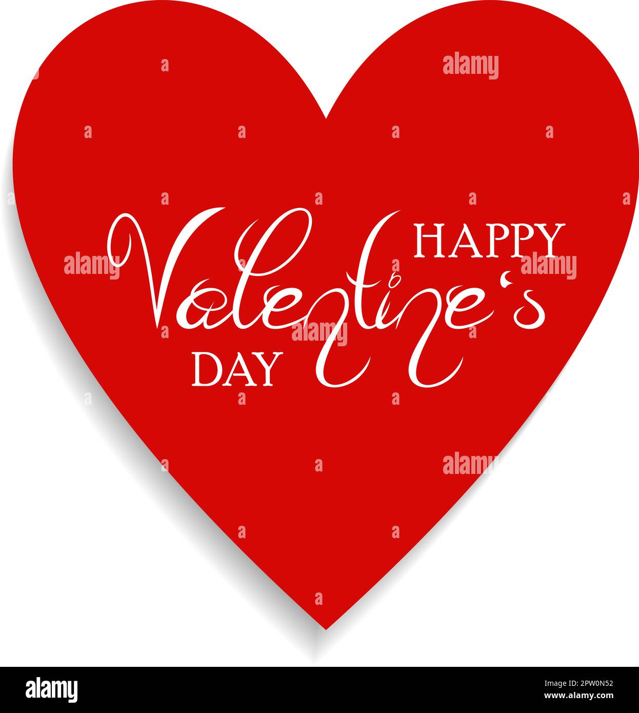Happy Valentines Day white Vector lettering with red Heart. White back ...