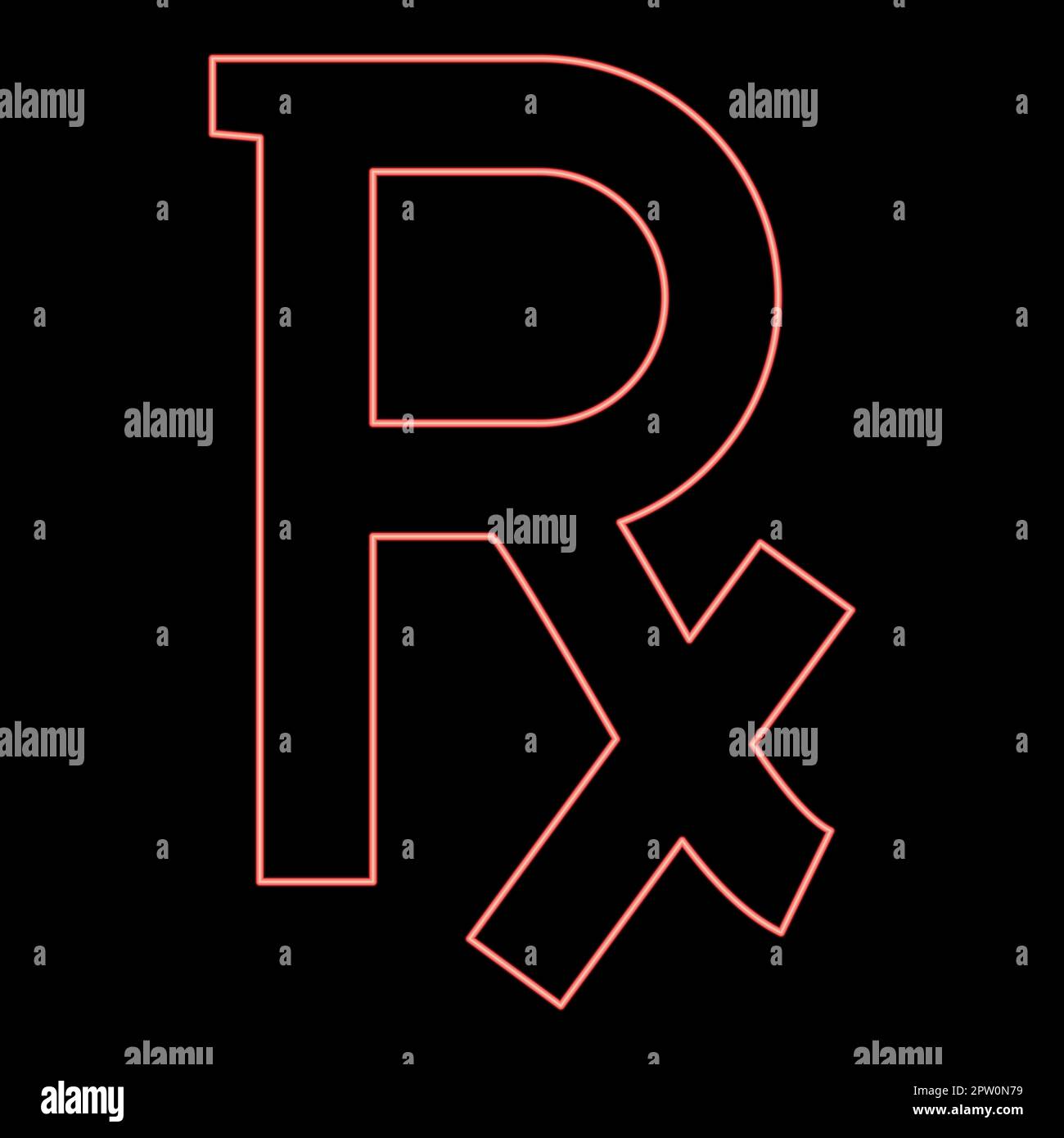 Neon rx symbol prescription red color vector illustration image flat ...