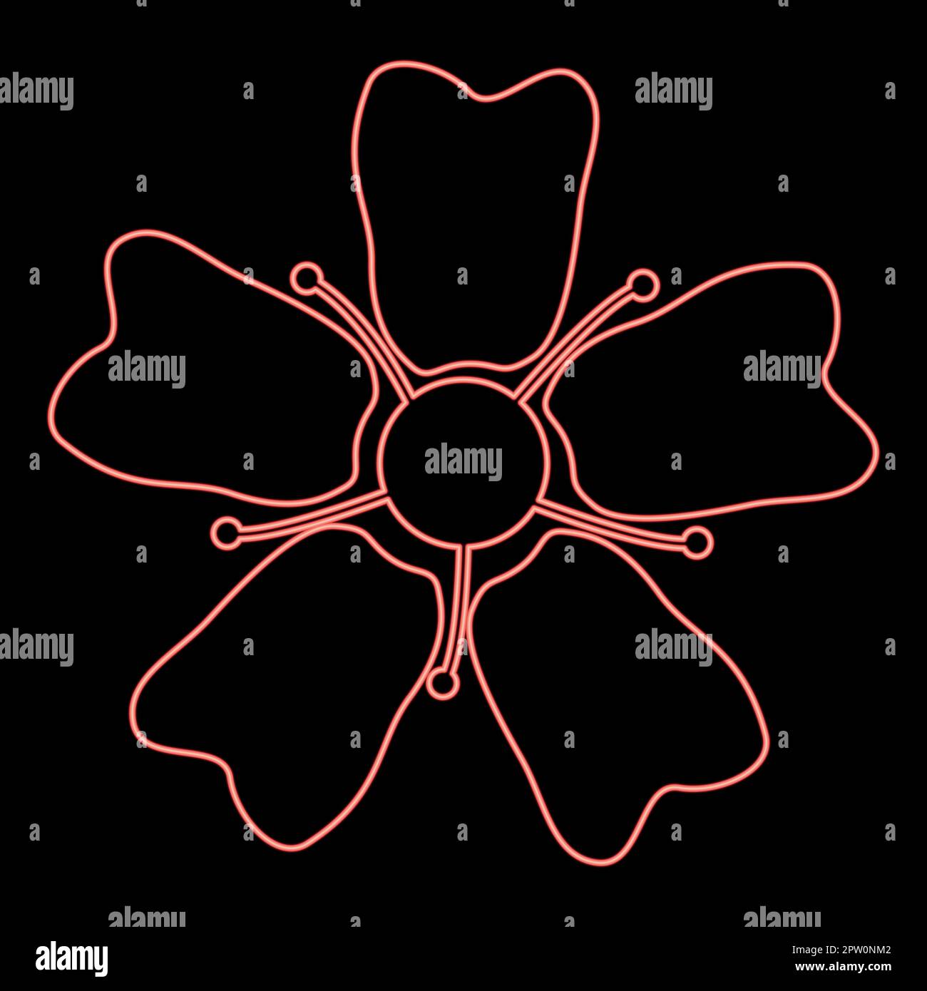 Neon flower sakura red color vector illustration image flat style Stock ...