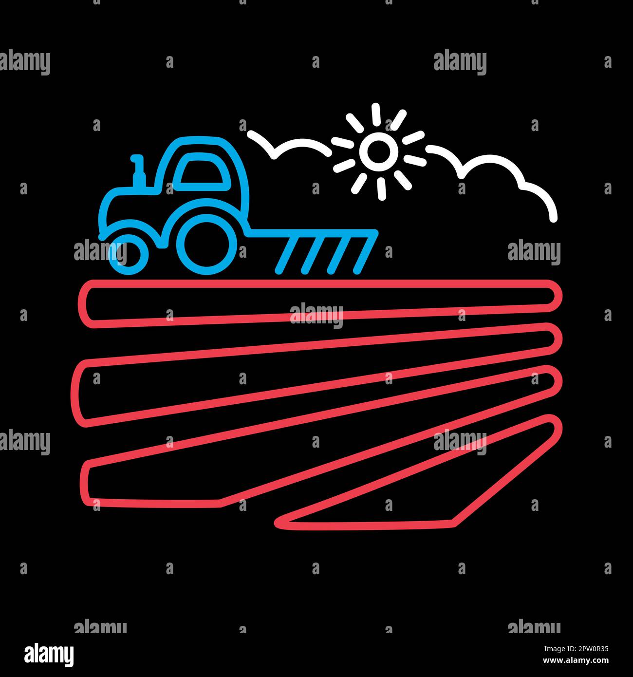 The tractor plows the field before sowing icon Stock Vector Image & Art ...