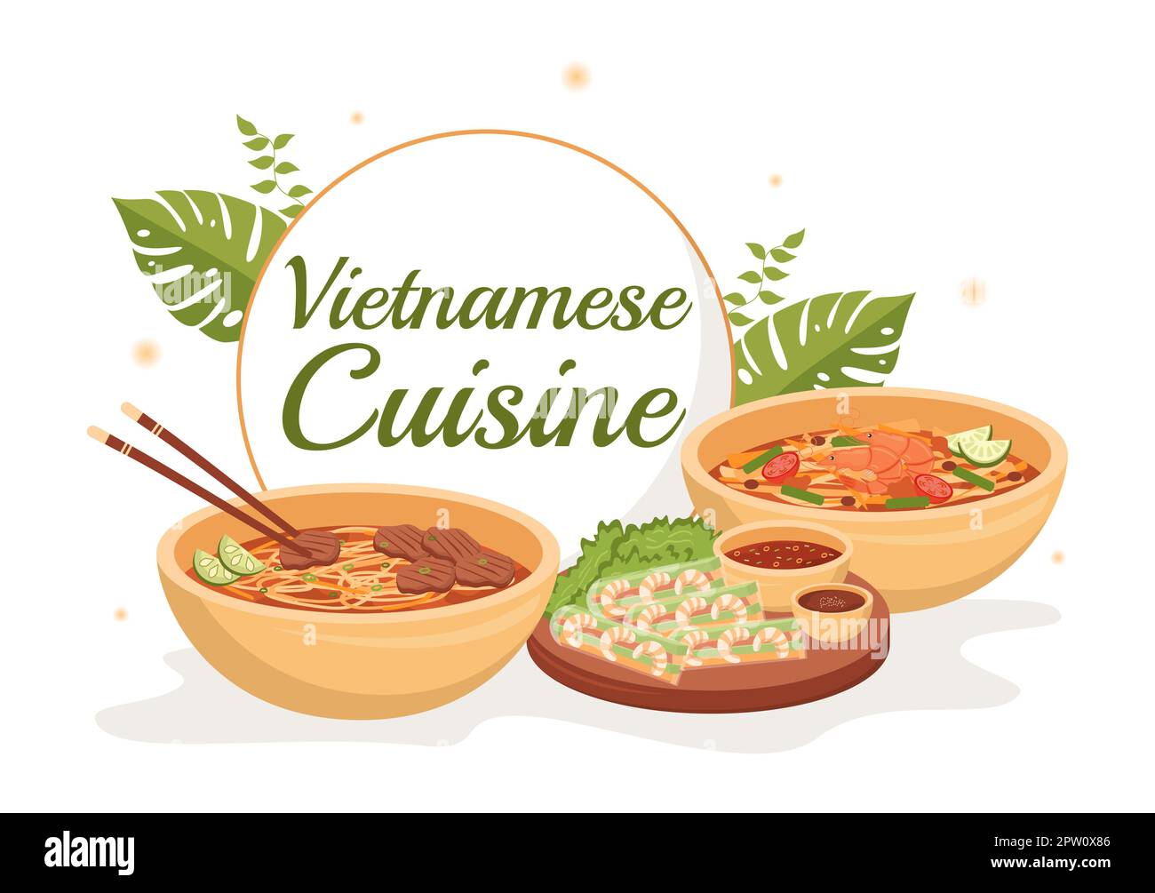 Vietnamese Food Restaurant Menu With Collection Of Various Delicious