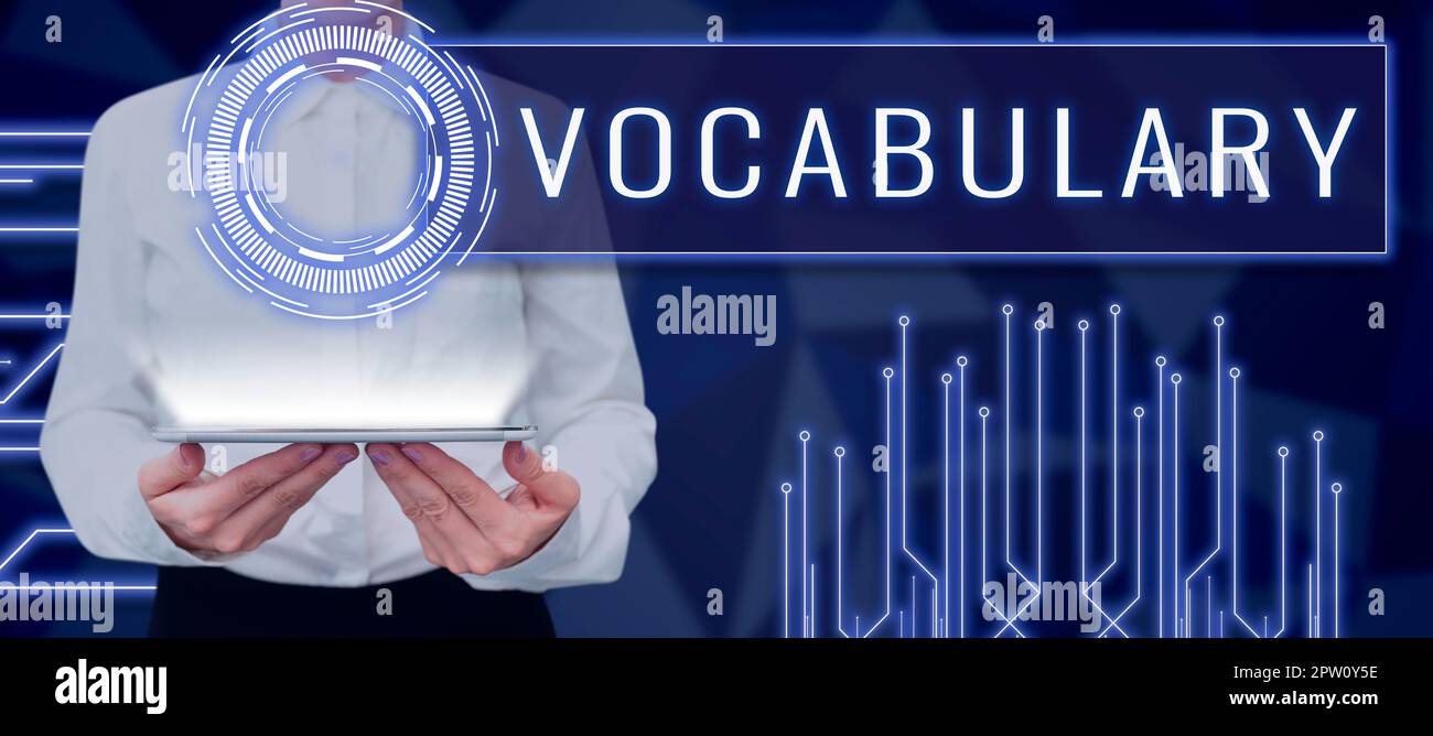 Conceptual display Vocabulary, Business showcase collection of words