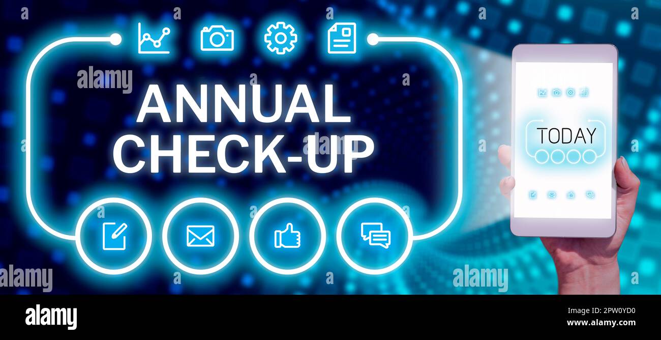 Health Status Checking Writing displaying text Annual Check Up, Internet Concept yearly ...