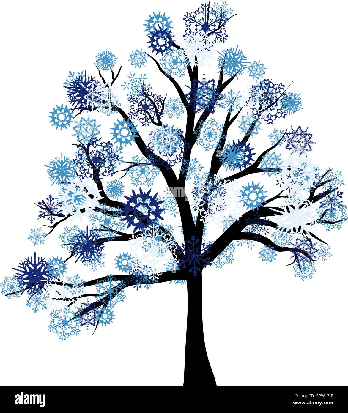 Winter Tree Drawing With Snow
