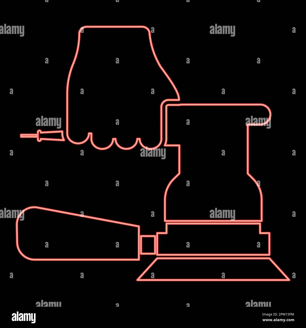 Neon sander in hand holding tool use Arm using circular sheet Electric