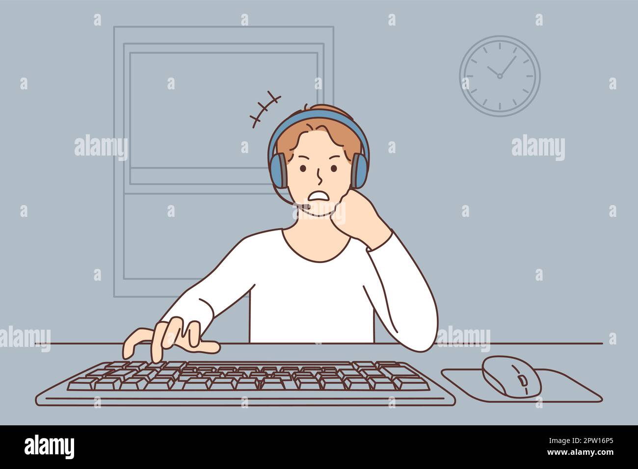 Drawing computer boy character vector Stock Vector Images - Alamy