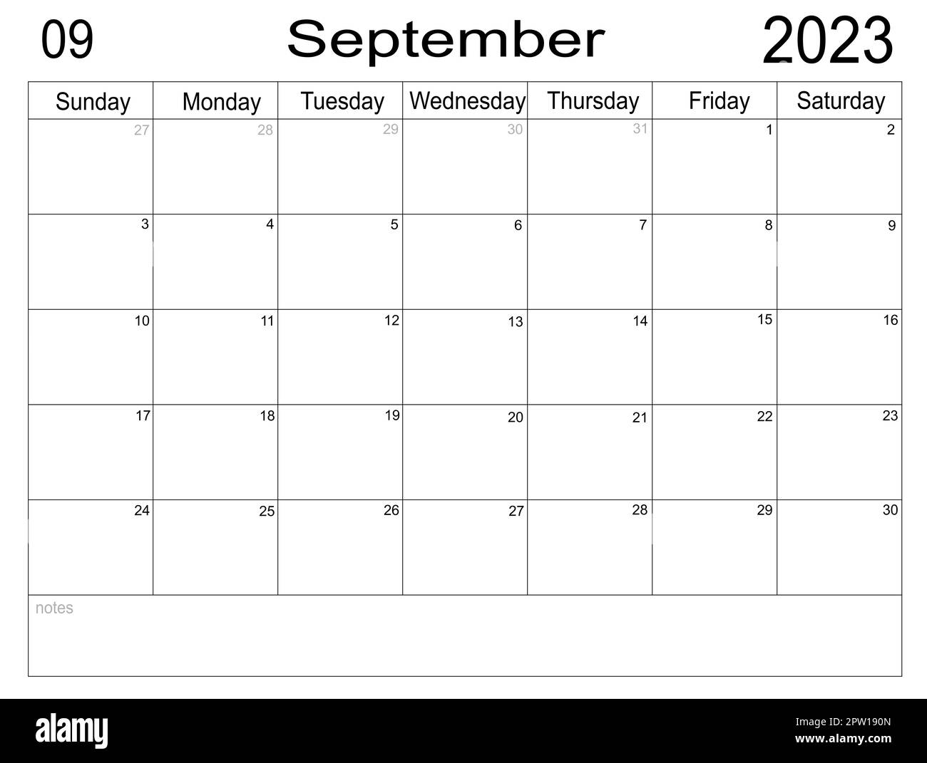 Planner for September 2023 Schedule month Monthly calendar Organizer