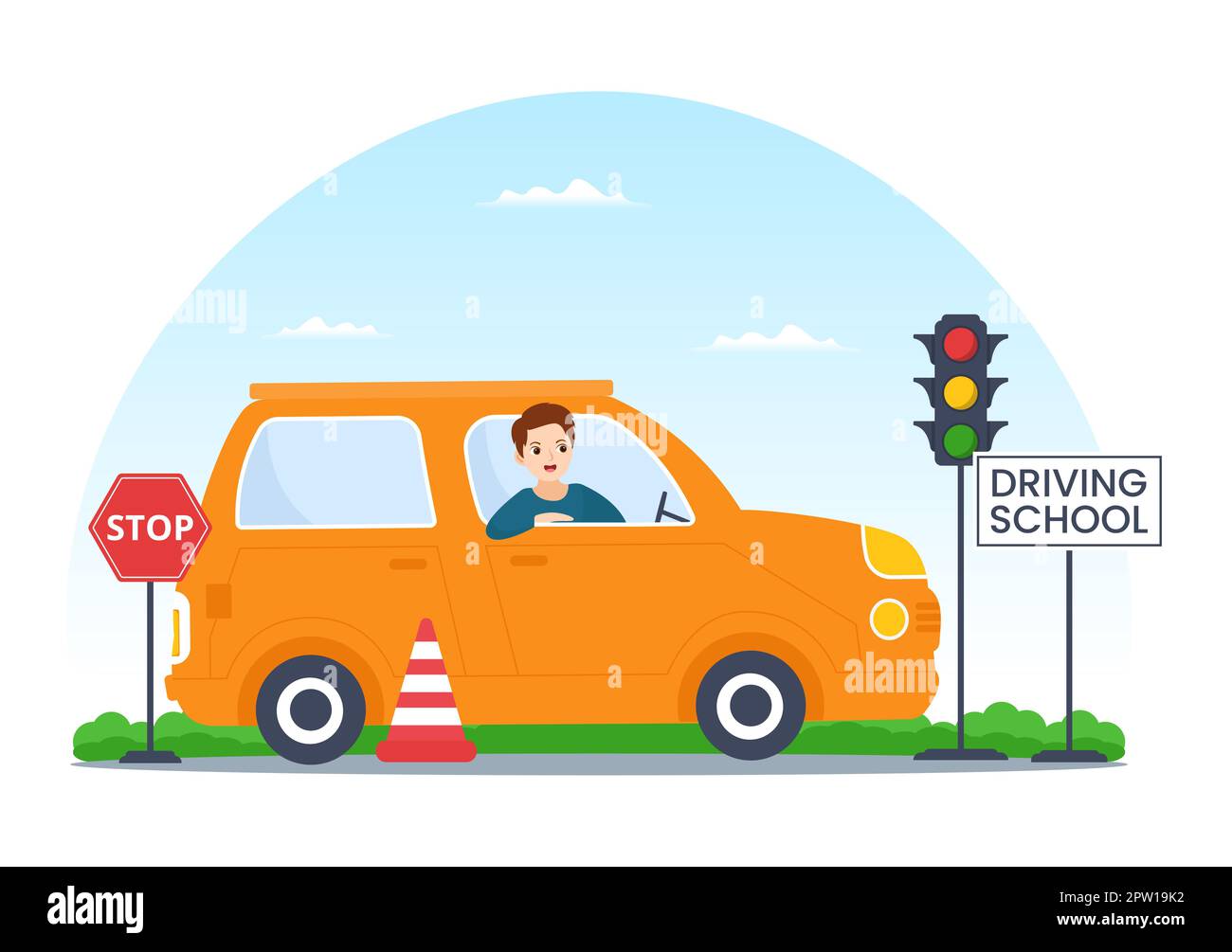 Driving School with Education Process of Car Training and Learning to