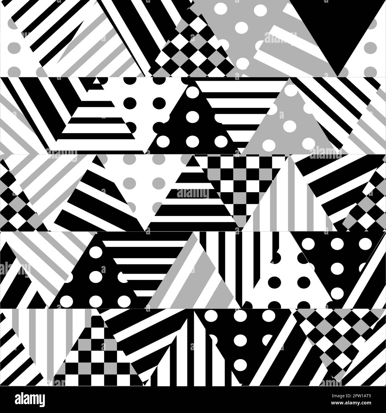 Black and white triangles with different geometric pattern Stock Photo ...