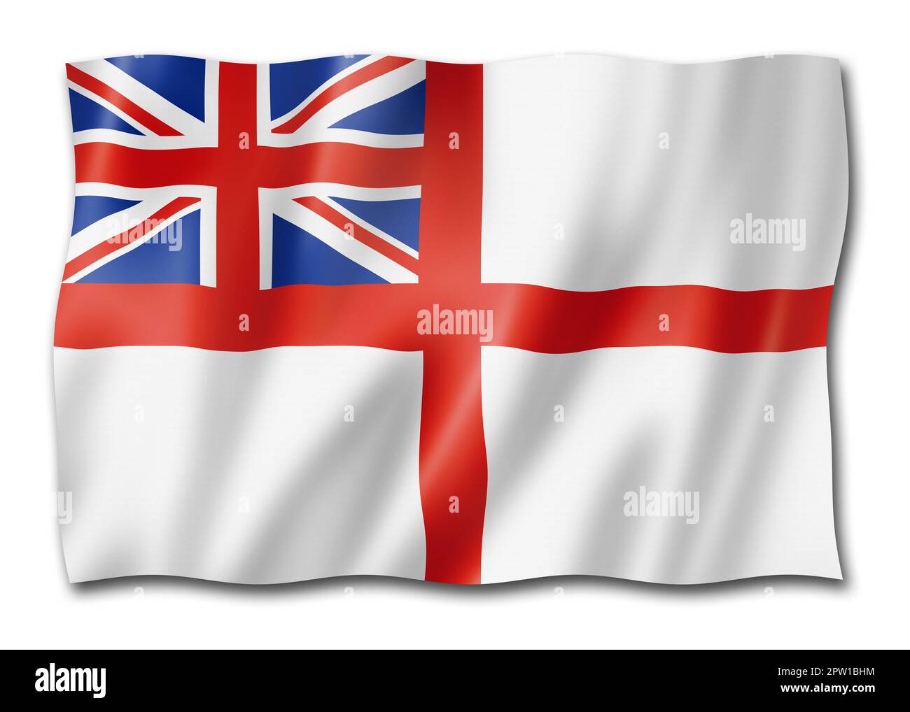 White Ensign, Royal Navy flag, United Kingdom. 3D illustration Stock