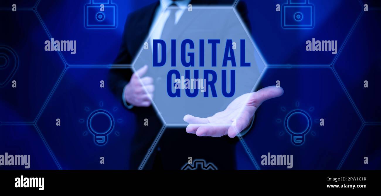 Handwriting text Digital Guru, Business concept teacher and