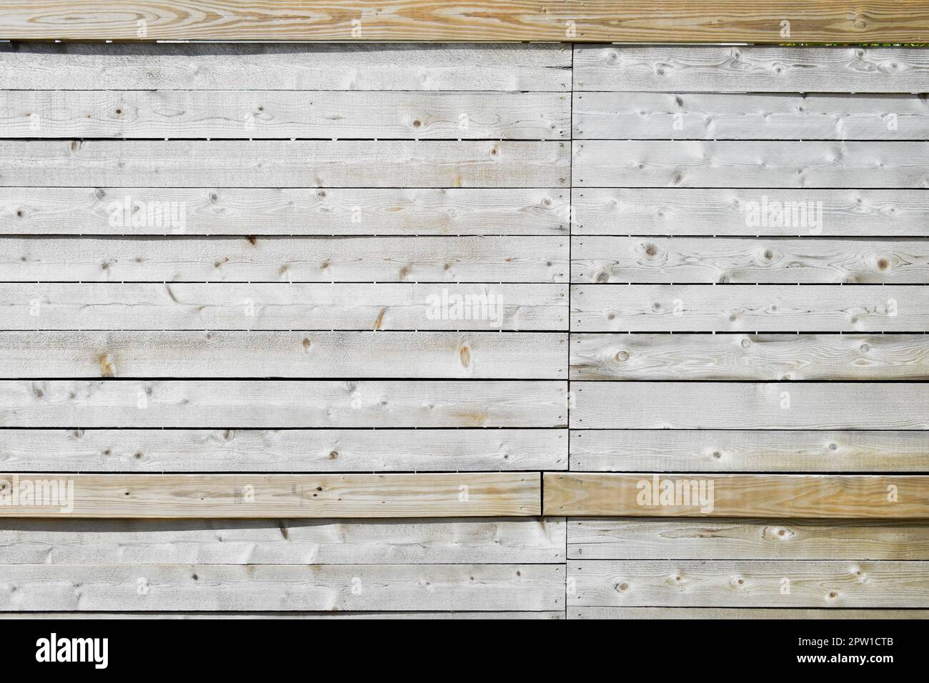 Horizontal weathered wood fence slats Stock Photo