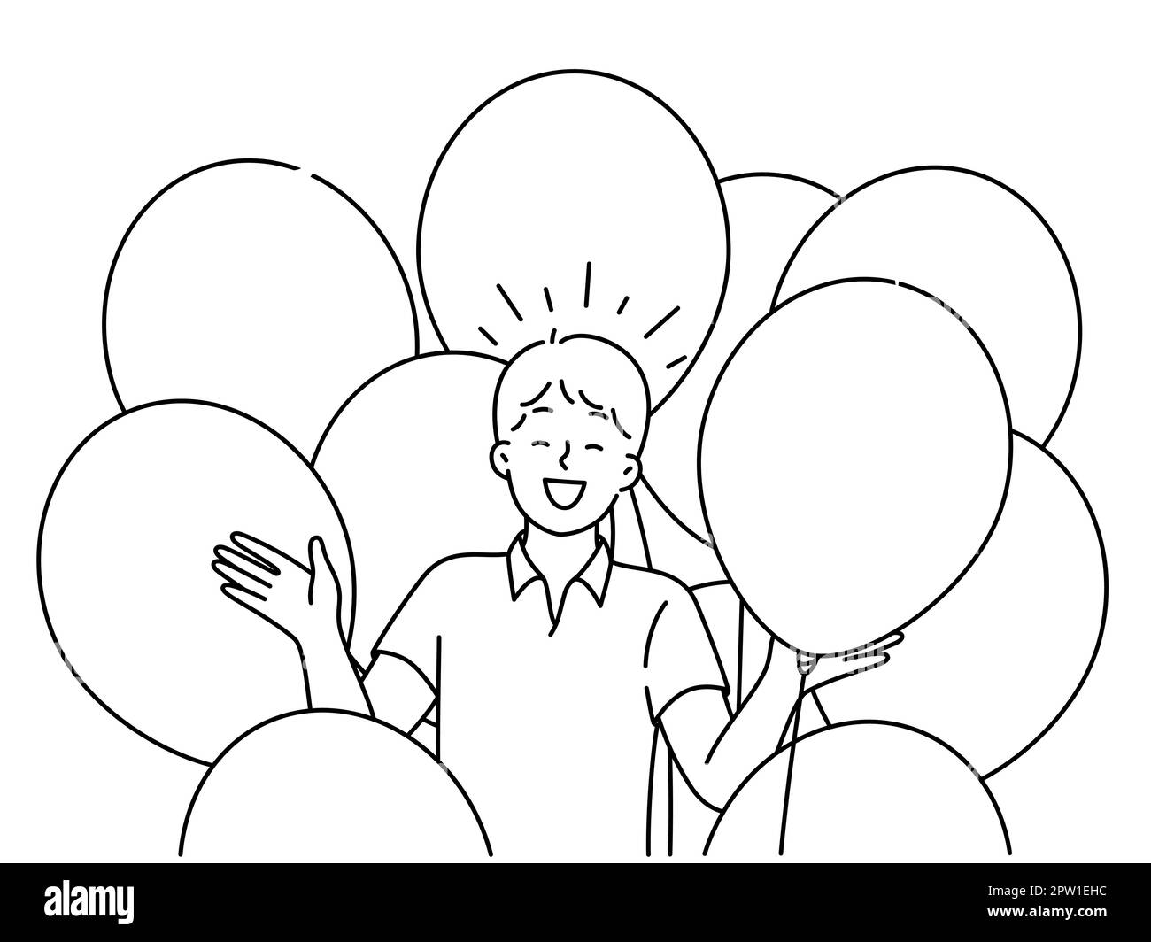 Happy boy with balloons celebrating birthday Stock Vector Image & Art