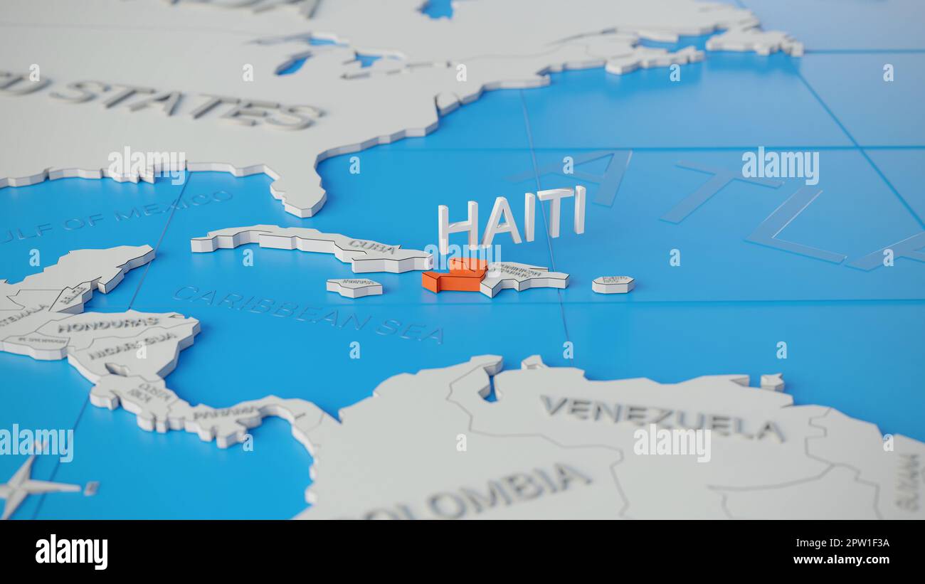 Haiti Highlighted On A White Simplified 3D World Map Digital 3D Render Haiti Highlighted On A White Simplified 3d World Map Digital 3d Render 2PW1F3A