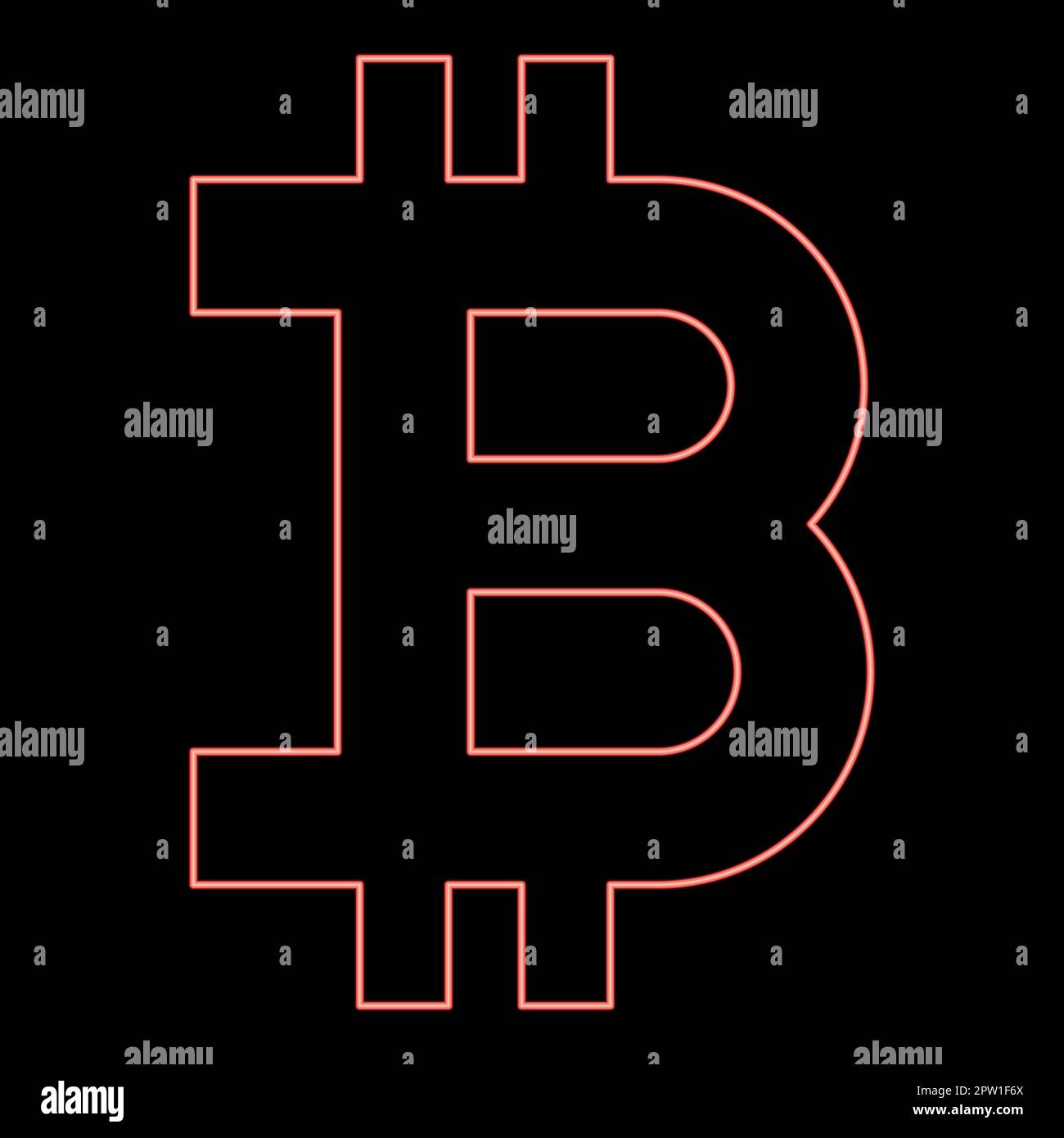 Neon bitcoin red color vector illustration image flat style Stock Vector
