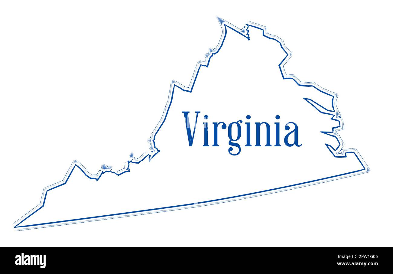 Outline map of the state of Virginia over white Stock Photo Alamy