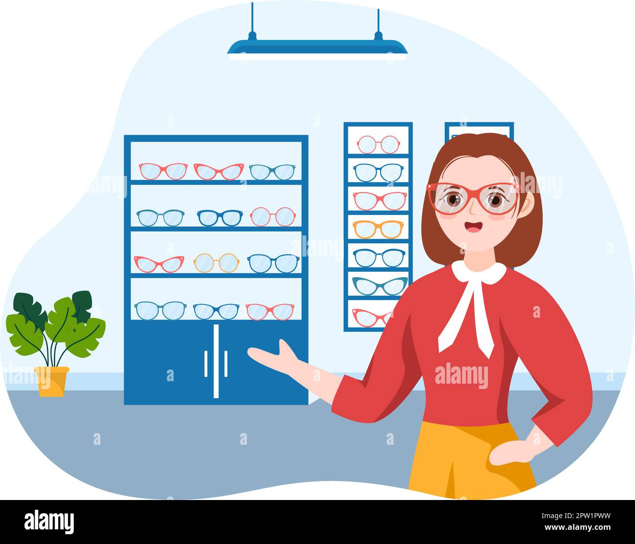 Eye Glasses Store or Optical Shop with Accessories, Optician, Checking