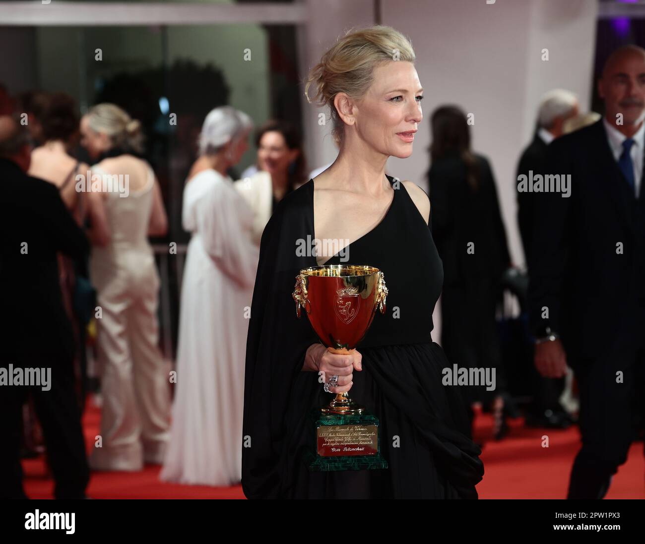 VENICE, ITALY - SEPTEMBER 10: Cate Blanchett poses with the Coppa Volpi for Best Actress for 'Tar' at the 79th Venice  Film Festival Stock Photo